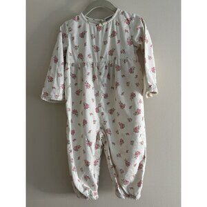 Vintage 90s Girl Carter's 24 Months Pink Roses Garden Soft Corduroy Romper